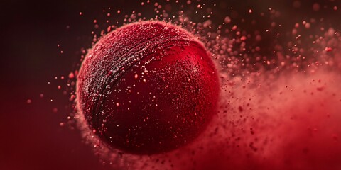 Aufkleber - Red sphere in motion, surrounded by a red dust cloud.