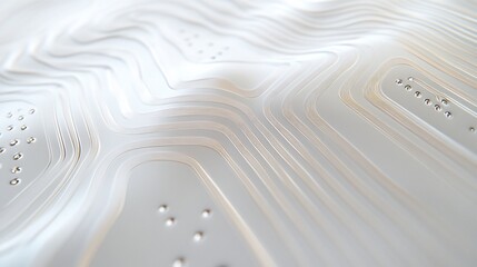 Poster - Abstract white 3D rendered texture with wavy lines and small dots.