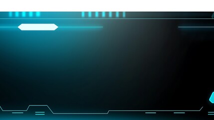 Poster - Abstract dark teal tech background with glowing blue lines and interface elements.