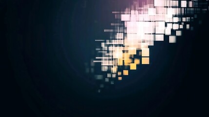 Poster - Abstract digital art with glowing squares and dark background.