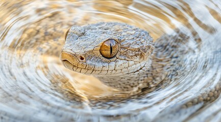 Aufkleber - Close-up of a snake's head emerging from swirling water.