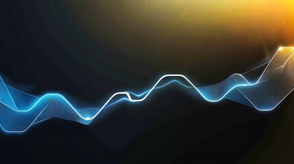 Poster - Abstract glowing blue wave line graph on dark background, representing growth, progress, and data visualization.