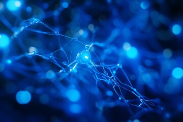 Aufkleber - Abstract blue glowing network.