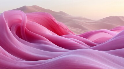 Poster - Abstract Pink Dunes: A Serene Digital Landscape