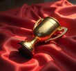 © NgoHong - Gold trophy on red satin cloth
