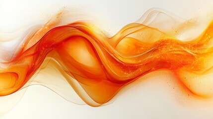 Aufkleber - Abstract Orange Wave with Golden Sparkle: Digital Art