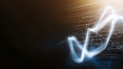 Poster - Abstract light trails and geometric shapes on dark background.