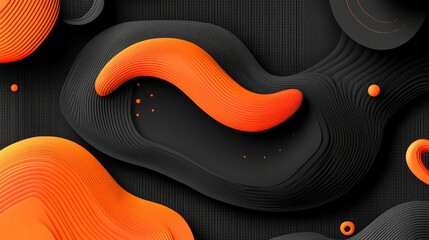 Poster - Abstract Orange and Black 3D Liquid Wave Background