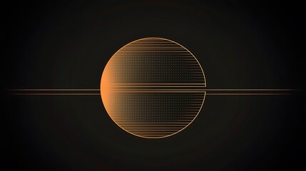 Fototapete - Abstract orange circle split by a horizontal line on a dark background.