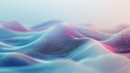 Aufkleber - Abstract landscape of flowing data points in pastel pink and blue hues.