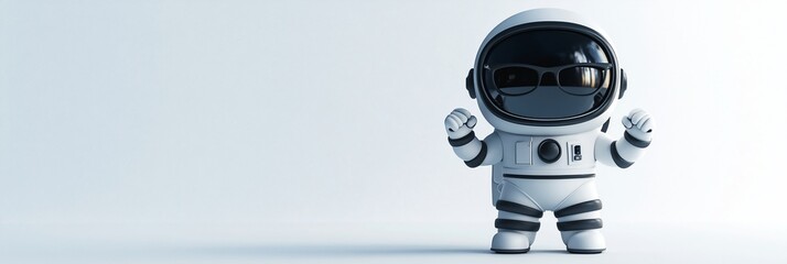 Aufkleber - Cute cartoon astronaut in a spacesuit celebrates success.