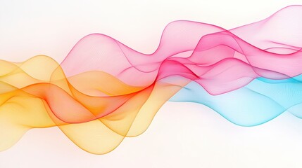Poster - Abstract colorful wave patterns in soft hues of pink, orange, and blue on a light background