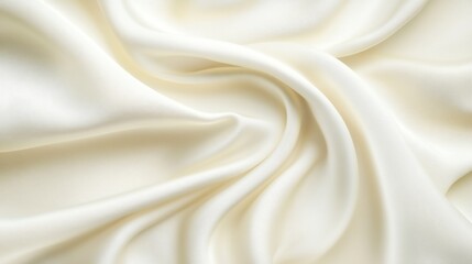Leinwandbilder - Close-up of creamy white fabric with soft, flowing folds and wrinkles.