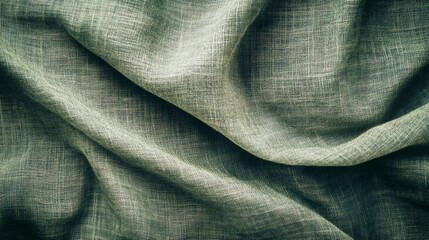 Leinwandbilder - Close-up of draped olive green fabric with texture and folds.
