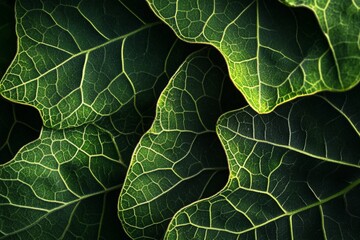 Sticker - Close-up of dark green leaves with visible veins, creating a natural texture background.