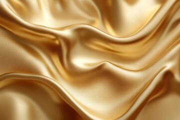 Sticker - Luxurious golden silk fabric with soft folds and waves.