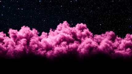 Canvas Print - Pink cloudscape at night, stars in dark sky.