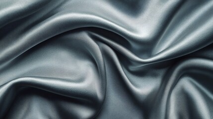 Leinwandbilder - Draped silver-grey silk fabric with soft folds and ripples, showing texture and sheen.