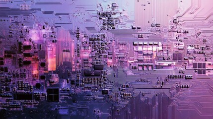 Aufkleber - Abstract purple and pink circuit board texture.