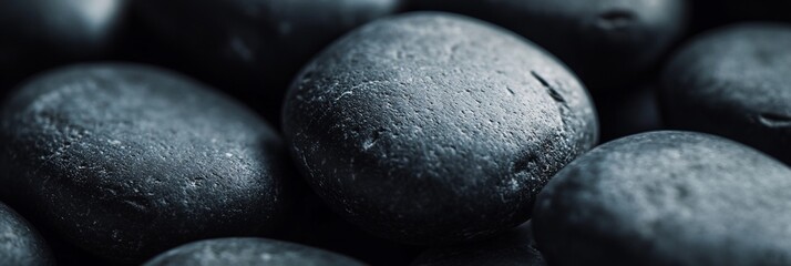 Poster - Close-up of dark gray smooth stones.