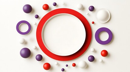 Abstract Red White Purple Sphere Circle Design