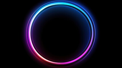 Poster - vibrant neon ring, black background, blue, pink glow.