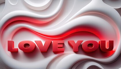 Poster - Stylized Three-Dimensional 'Love You' Text Art