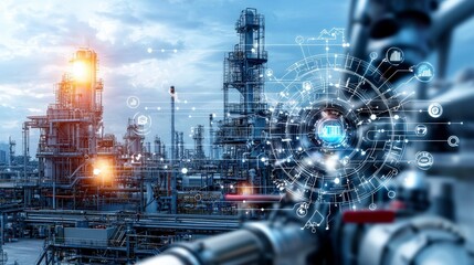 Poster - Supply chain management flowchart system in industrial environment factory overview technology innovation