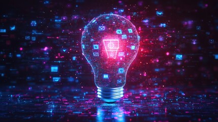 Poster - Digital Innovation: A Glowing Bulb of Ideas in a Cybernetic World