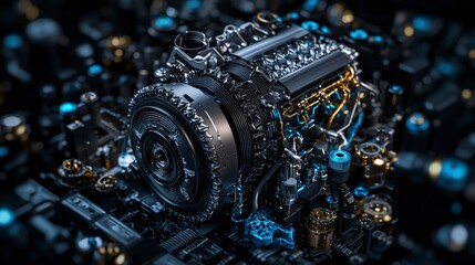 Aufkleber - Innovative material science composites transforming engine technology futuristic design high-tech environment close-up view