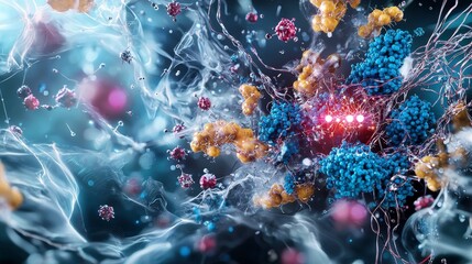 Aufkleber - Exploring nanomaterials conductivity in material science research laboratory setting 3d visualization abstract concept