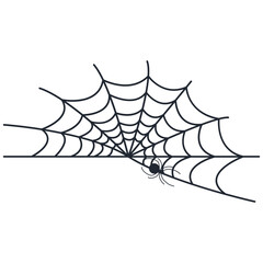 Hand Drawn Halloween Spider Web. Vector Illustration Isolated on White Background