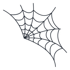 Hand Drawn Halloween Spider Web. Vector Illustration Isolated on White Background