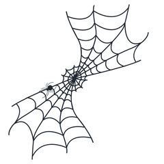 Hand Drawn Halloween Spider Web. Vector Illustration Isolated on White Background