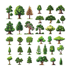 Tree pixel art design vector template illustration
