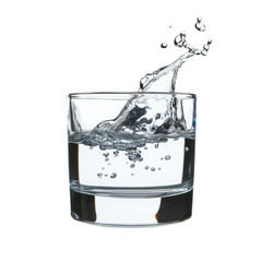 Poster - Refreshing Clear Water Splash in Glass Captured with Dynamic Motion Creating a Lively and Invigorating Atmosphere isolated on white background