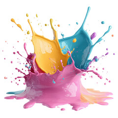 Poster - Vibrant Splash of Colorful Paint Creating an Abstract Artistic Expression on Canvas Evoking Creativity and Passion isolated on white background