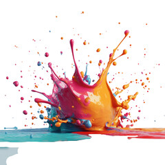 Poster - Vibrant and Dynamic Paint Splashes Creating Abstract Art on a Clean White Surface Evoking Creativity and Inspiration isolated on white background