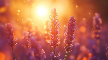 Wall Mural - macro shot of lavender blooms at sunset in provence, france, showcasing nature’s beauty