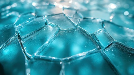 Poster - Abstract Teal Ice Crystal Formation Texture