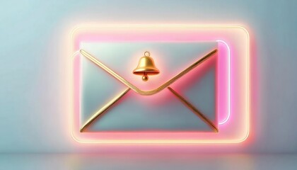 Poster - A glowing envelope with a notification bell, symbolizing messages and alerts in a modern digital context.