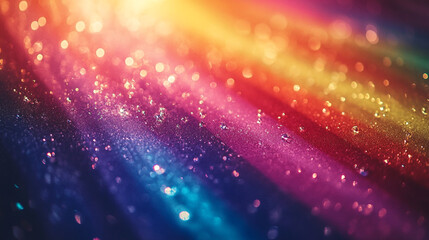 Poster - Colorful abstract pattern with sparkling droplets in vibrant hues at close range