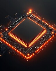Leinwandbilder - Technology development concept featuring a semiconductor chip