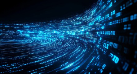 Poster - A blue and white computer screen with a lot of numbers and lines