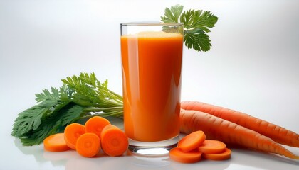 Canvas Print - Refreshing carrot juice with fresh carrots.