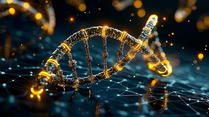 Poster - Illuminated DNA Helix, a vibrant representation of the intricate structure of genetic material, showcasing its twisting, luminous strands.