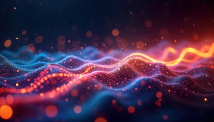 Aufkleber - Abstract glowing lines on dark background suggest optical data transmission. Vivid colors show data flow. Fiber optic tech enables high speed information transfer. Digital age tech creates complex