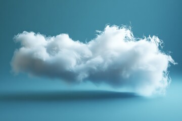 Poster - A soft white cloud floats gracefully against a serene blue background, creating a tranquil atmosphere. Ideal for design and creative projects that evoke peace and beauty.