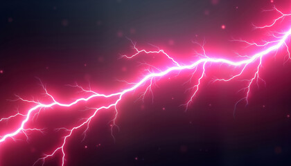 Poster - Abstract pink electric sparks lightning background with copy space. Dynamic energy effect. Modern design for posters banners headers tech websites. Bright pink, dark background. High contrast image.