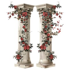 Canvas Print - Gothic wedding pillar architecture columns vintage.